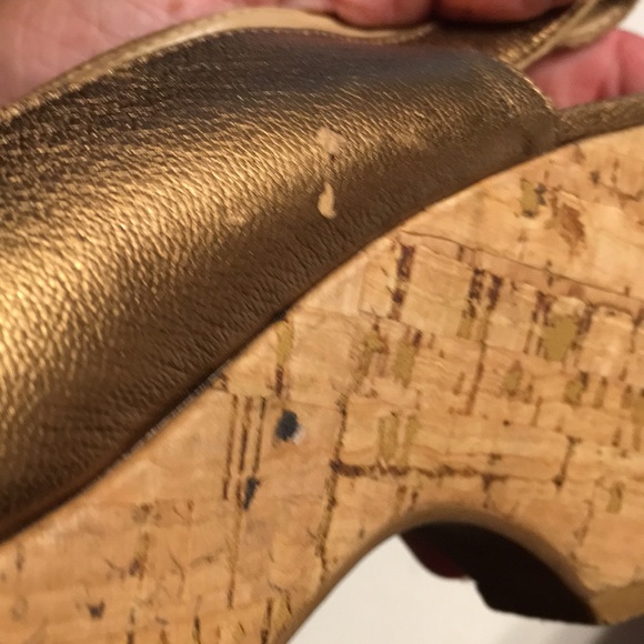 Franco Sarto metallic gold peep toe cork wedge - Picture 7 of 7